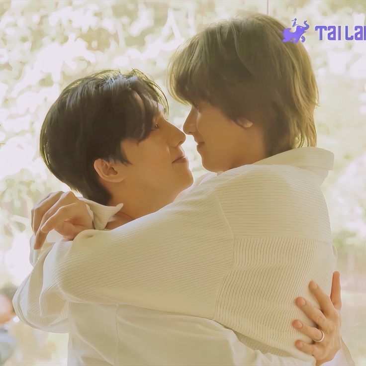 A hug on set